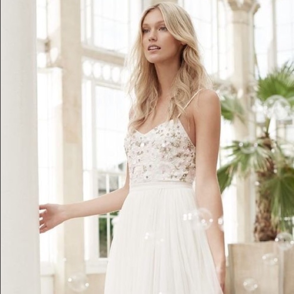 Needle & Thread Trailing Tulle Maxi Dress White - Picture 3 of 8